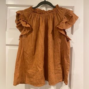 Universal Thread Linen top with ruffle cap sleeves size Medium